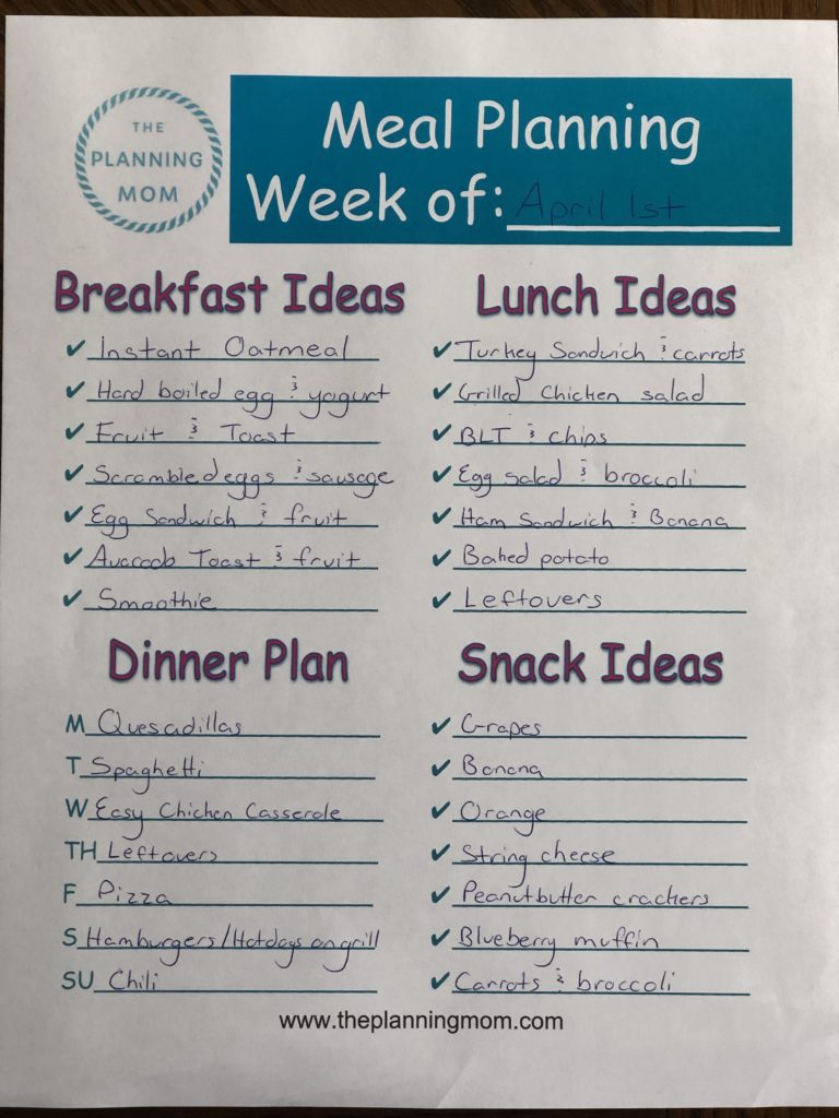 Use a weekly meal planning sheet to plan cheap meals and grocery shop for cheap. Stick to your grocery budget and eat cheap meals.
