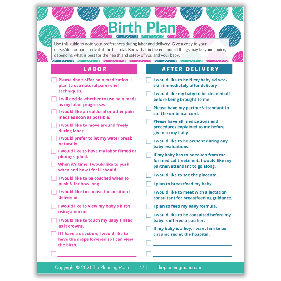 birth plan, labor and delivery plan, birth plan template, birth plan worksheet