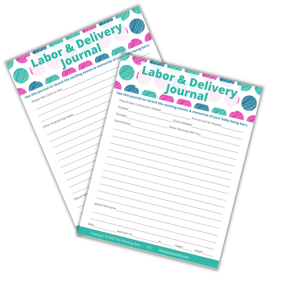 labor & delivery journal, birth notes, hospital journal, labor & delivery memories