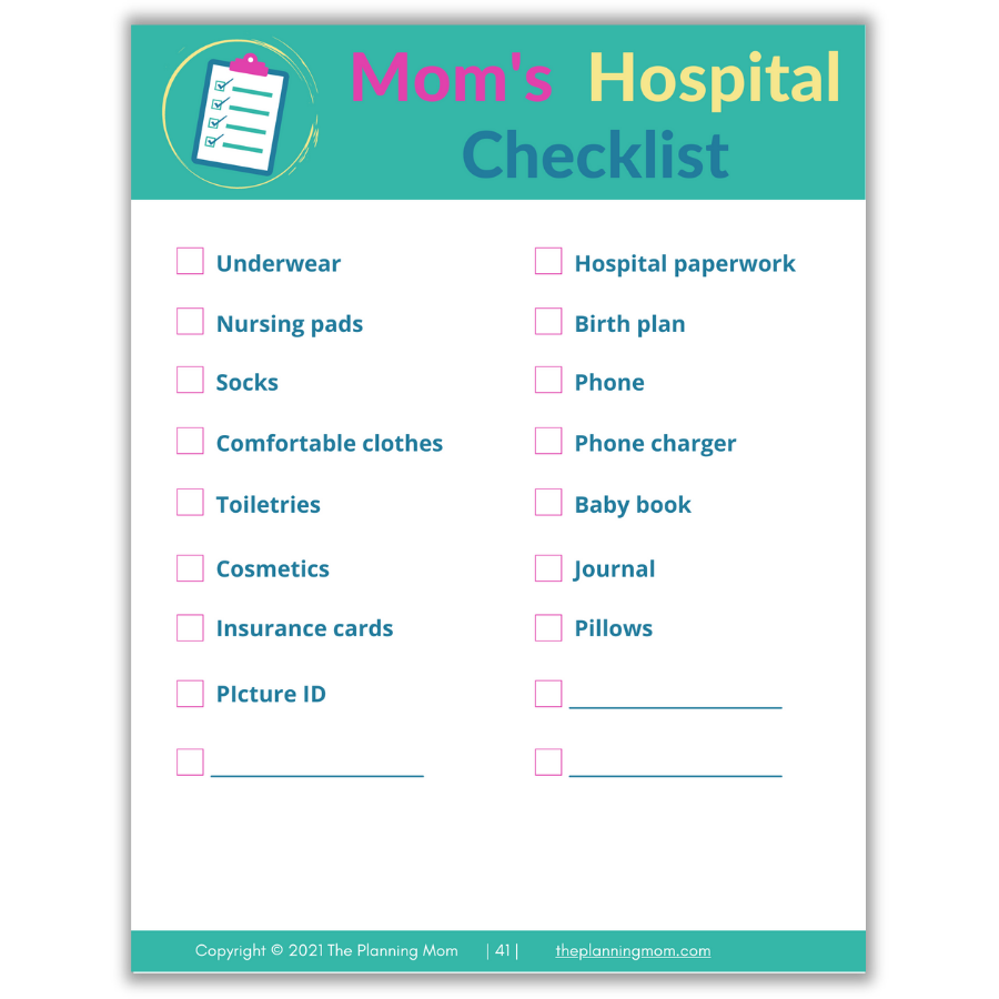 what a mom should pack in her hospital bag, hospital bag checklist, what a mom needs for labor and delivery